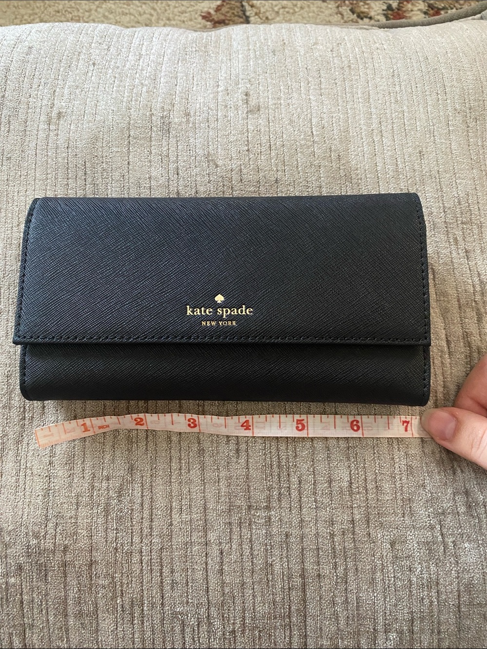 kate spade Black Saffiano Leather Fold Wallet with Gold Logo Plus Phone Case - Picture 15 of 15